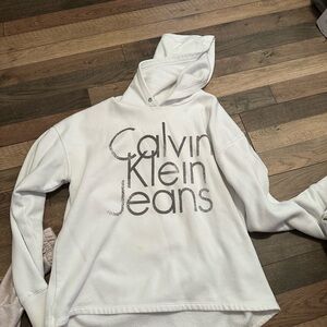Calvin Klein White Hoodie with Bold Logo